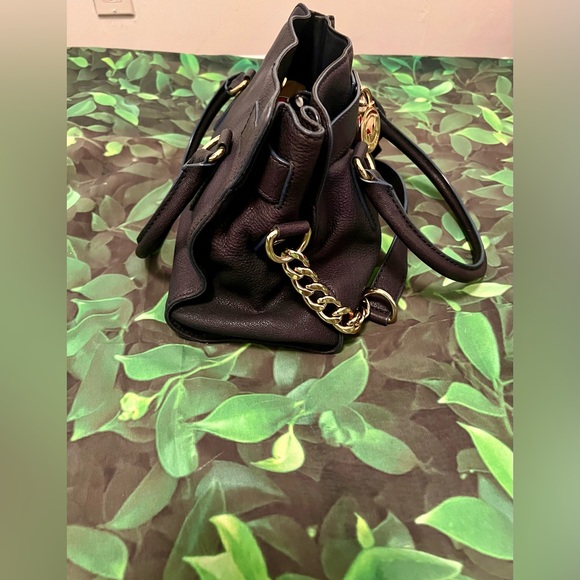 Authentic Michael Kors Hamilton Leather Handbag Baguette Tote Bag Button Closure - Picture 3 of 9